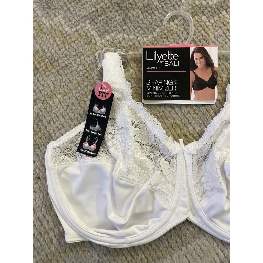 New Women White Lilyette Comfort Lace Minimizer Underwire Size Bra‎ 42DDD - Picture 7 of 12